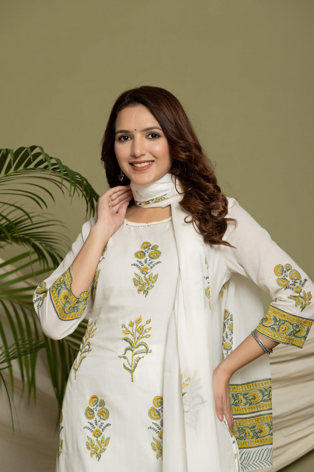 Charming Yellow Cotton Anarkali Suit Set with Dupatta