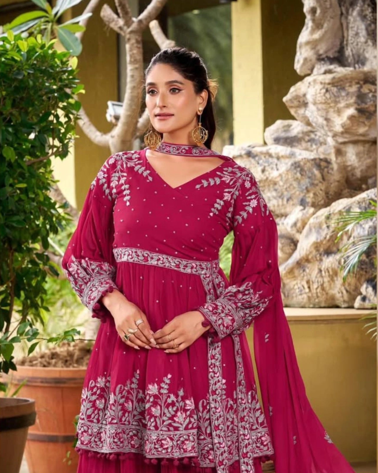 Designer Kurti & Palazzo with Embroidered Dupatta