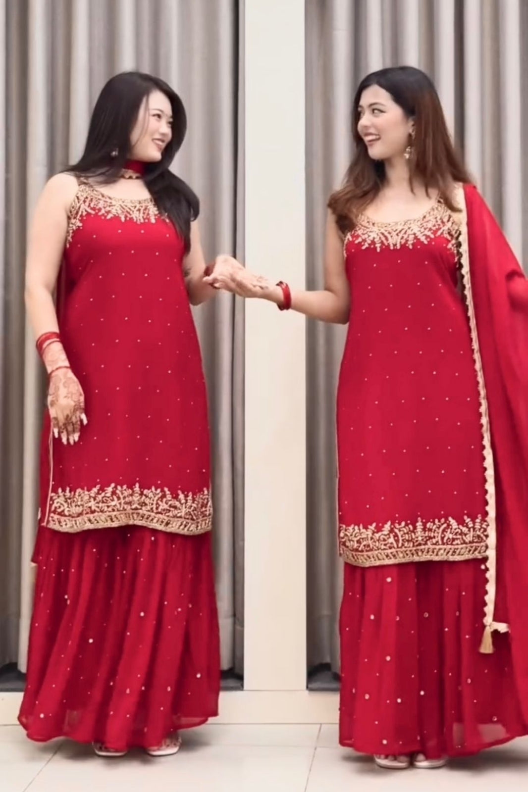 Designer Heavy Faux Georgette Top, Palazzo & Dupatta Set – Party Wear Collection
