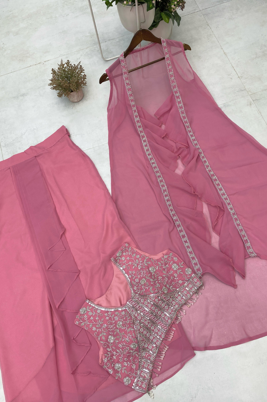 Trendy Three-Piece Handwork Western Outfit – Wedding Special