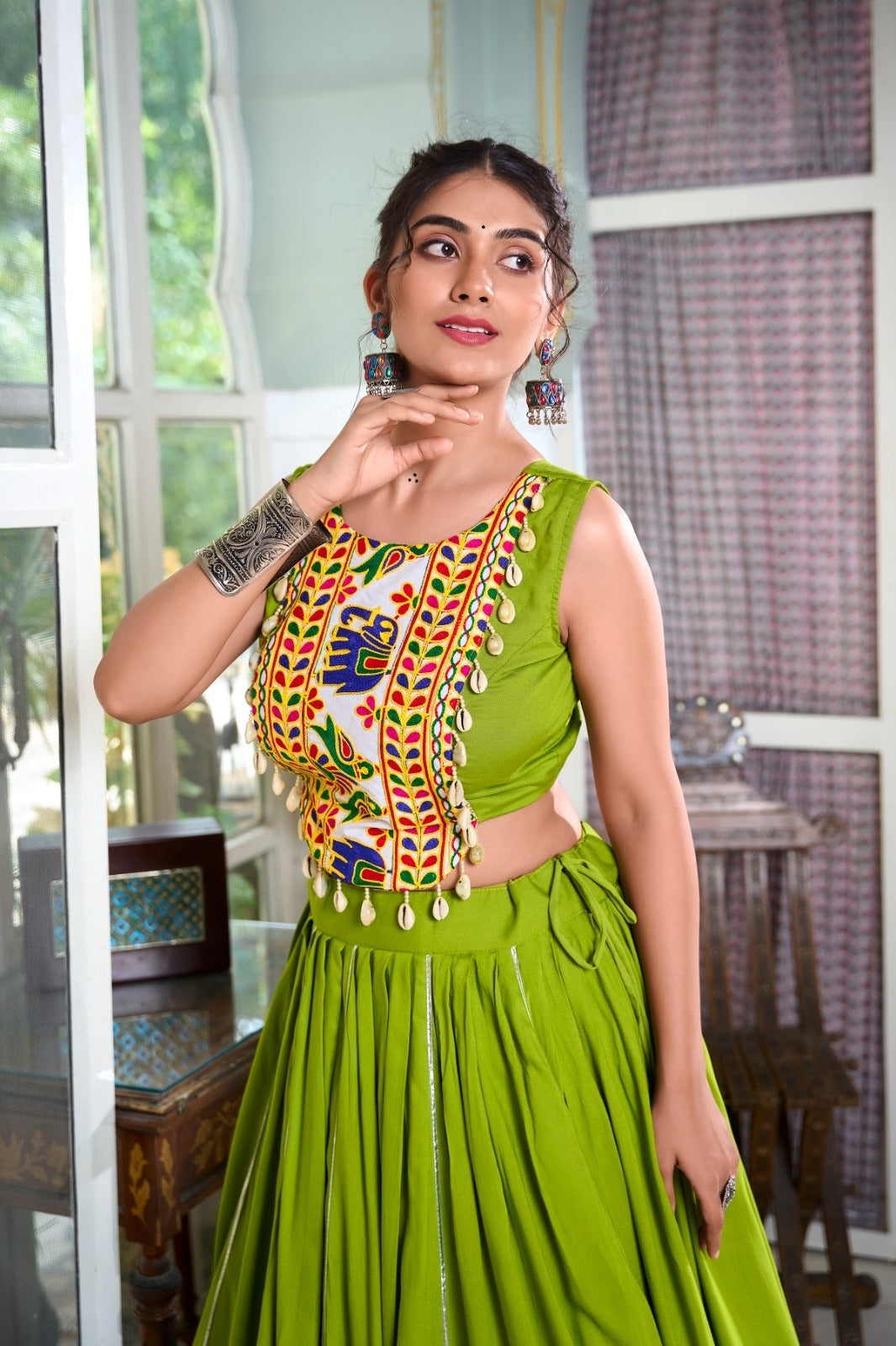 Navrati Design Rayon Lehenga with Gamthi Work Blouse