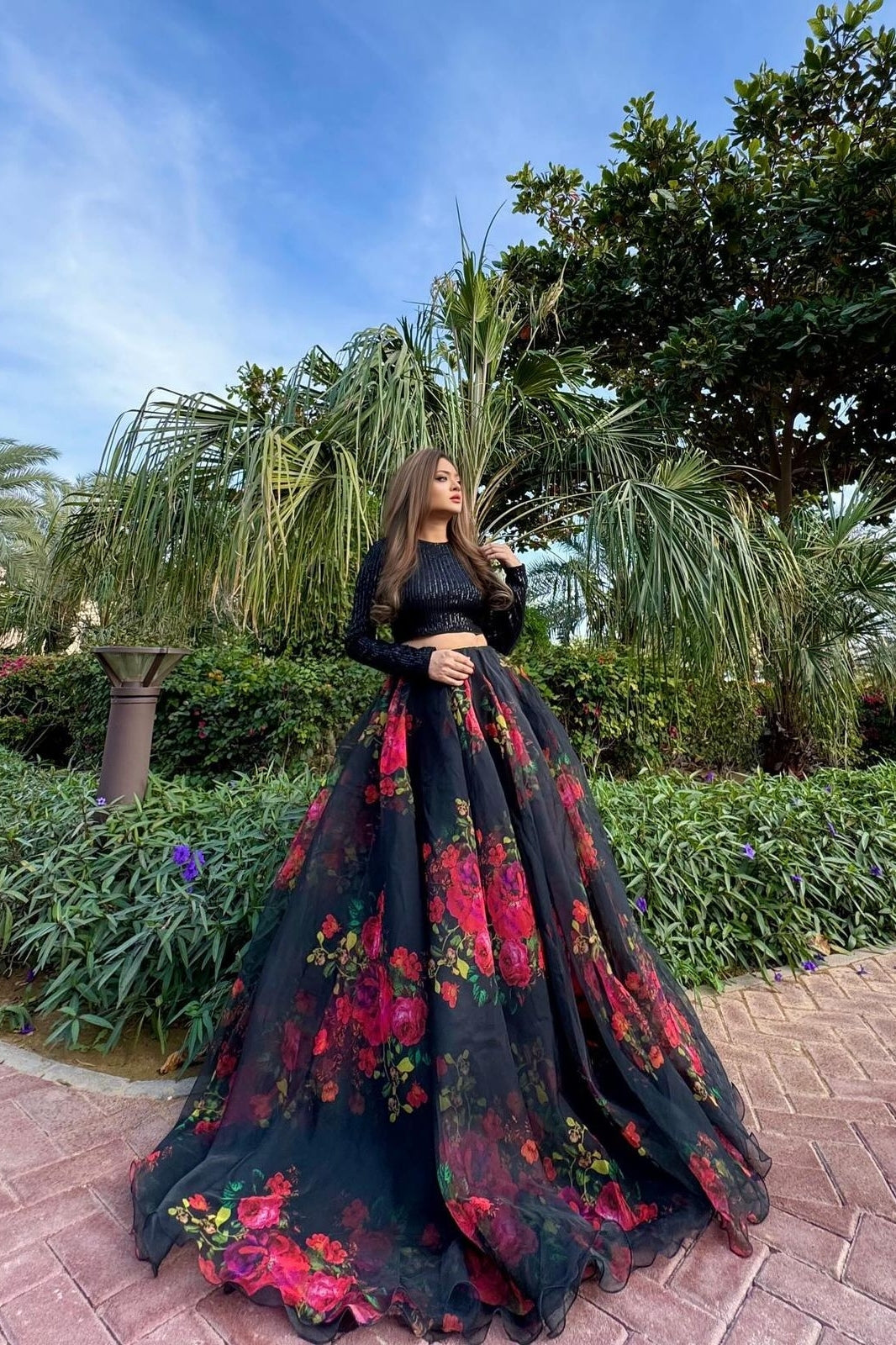 Exclusive Floral Printed Organza Silk Lehenga Set