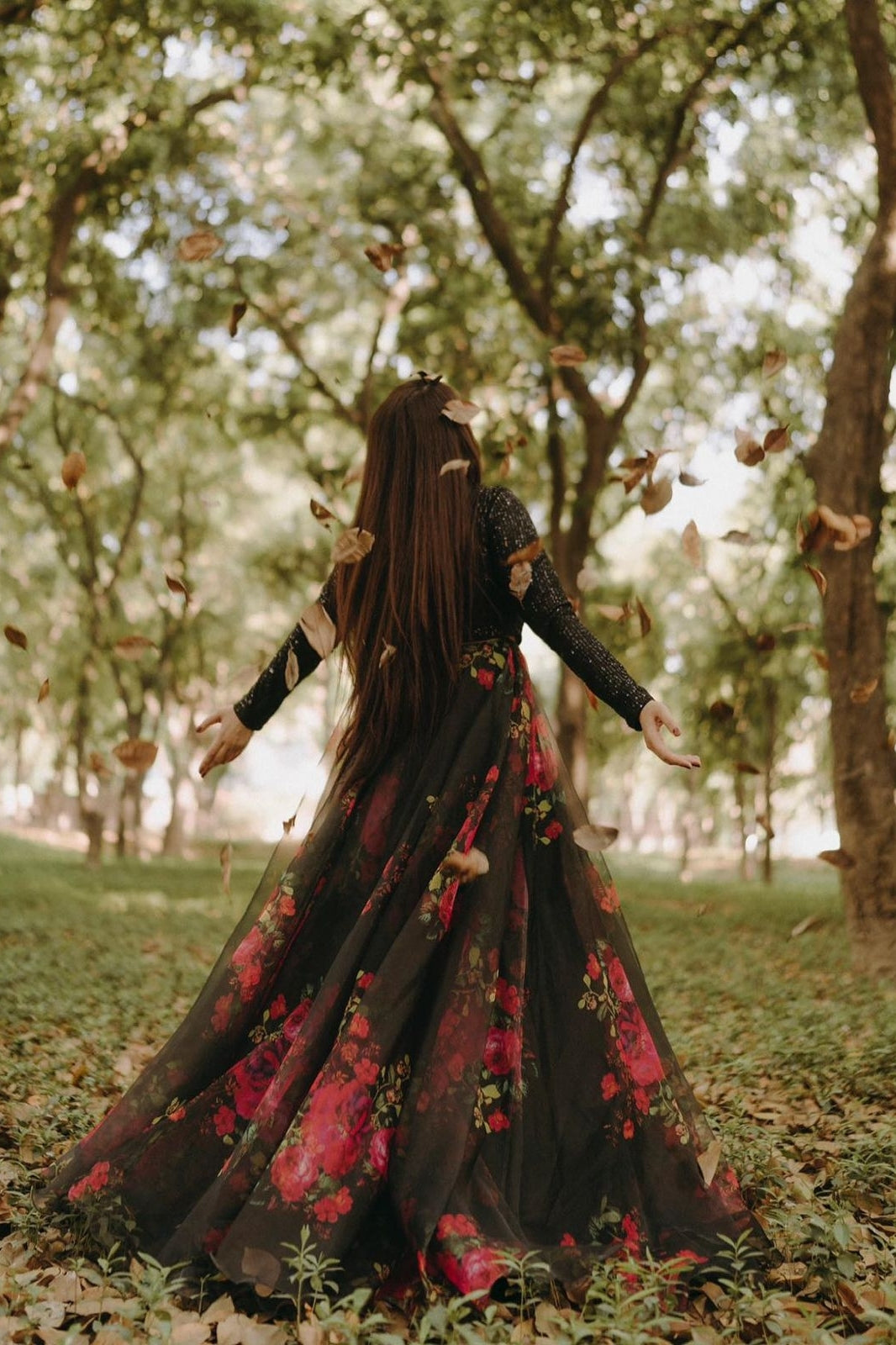 Exclusive Floral Printed Organza Silk Lehenga Set