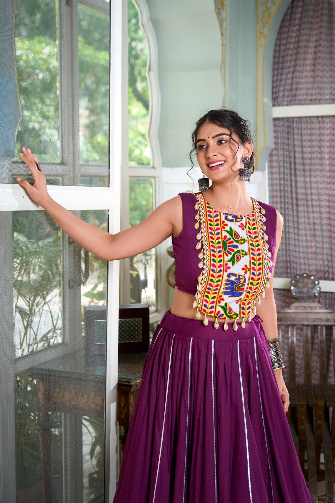 Navrati Design Rayon Lehenga with Gamthi Work Blouse