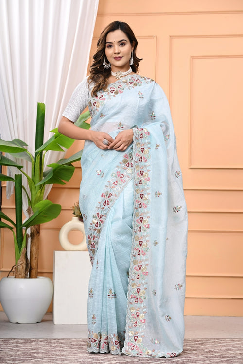 Candy Crush Designer Saree with Multi Zari & Swarovski Stone Work