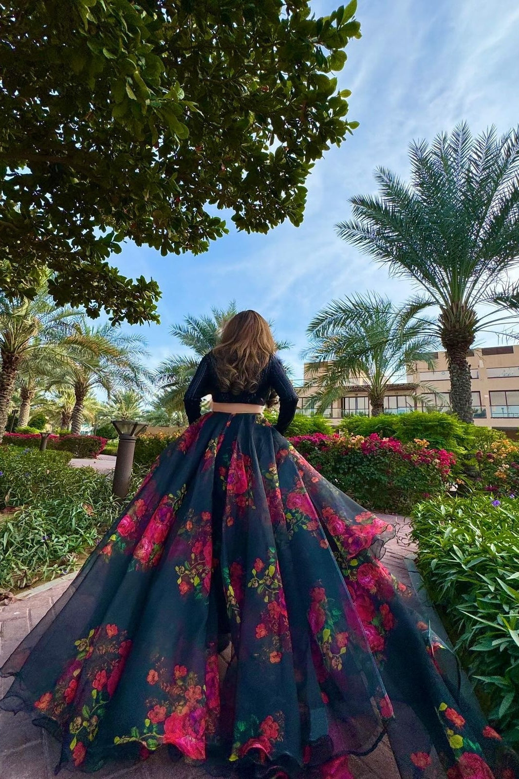 Exclusive Floral Printed Organza Silk Lehenga Set