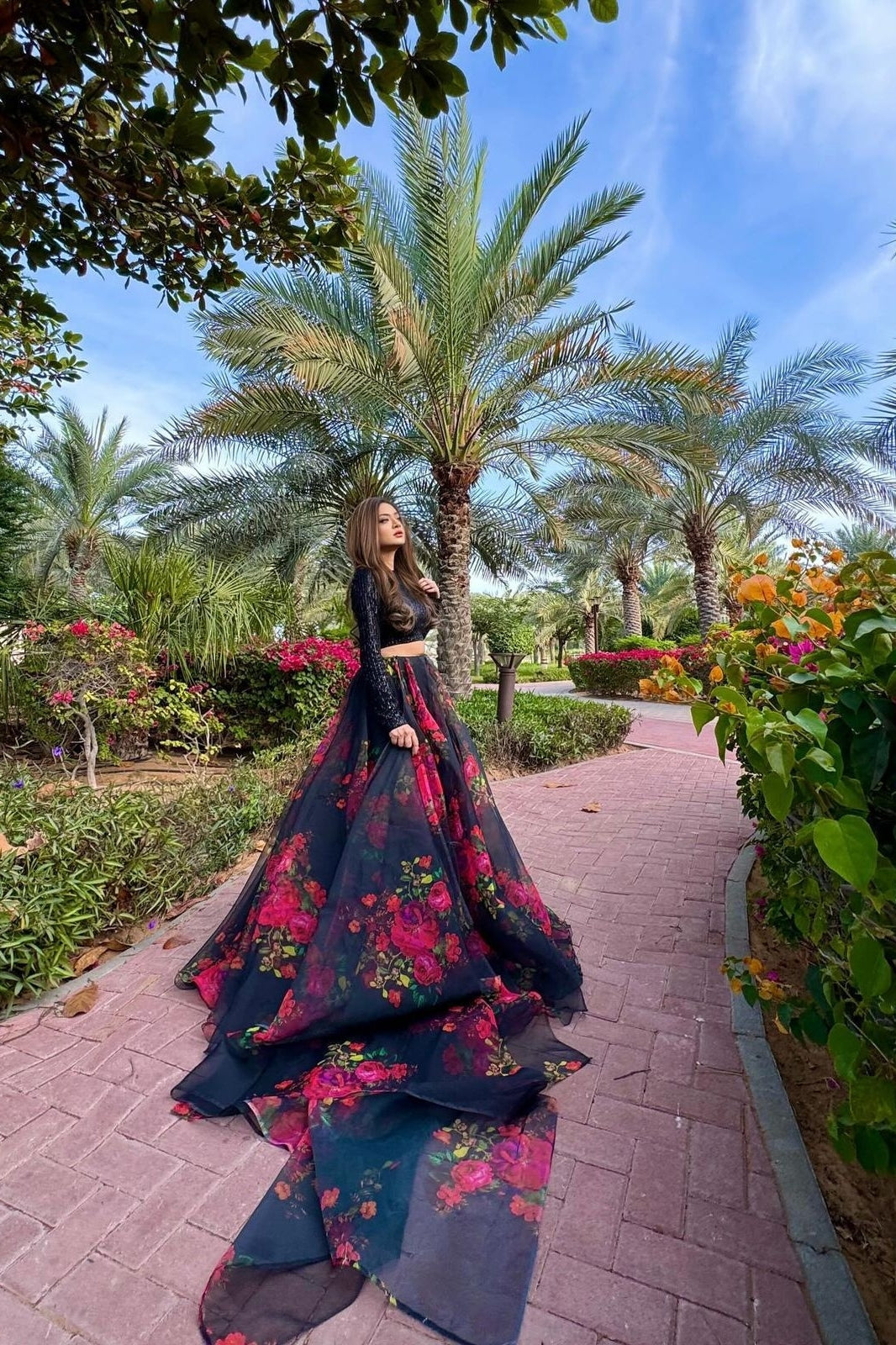 Exclusive Floral Printed Organza Silk Lehenga Set