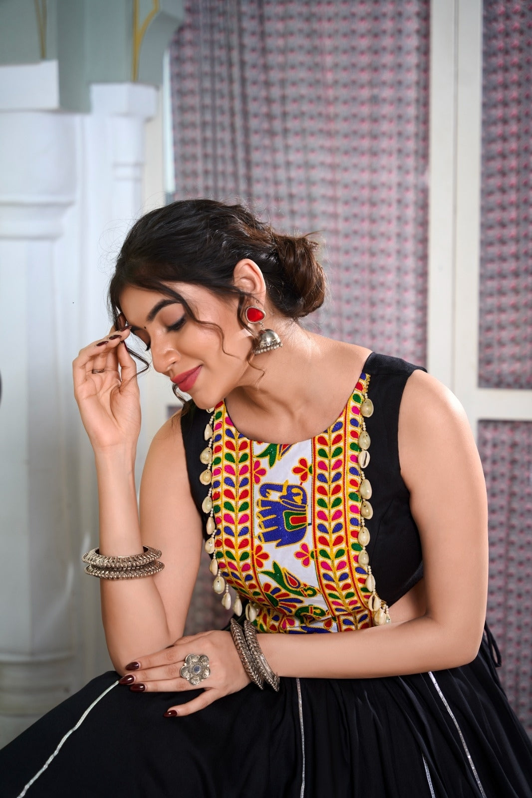 Navrati Design Rayon Lehenga with Gamthi Work Blouse