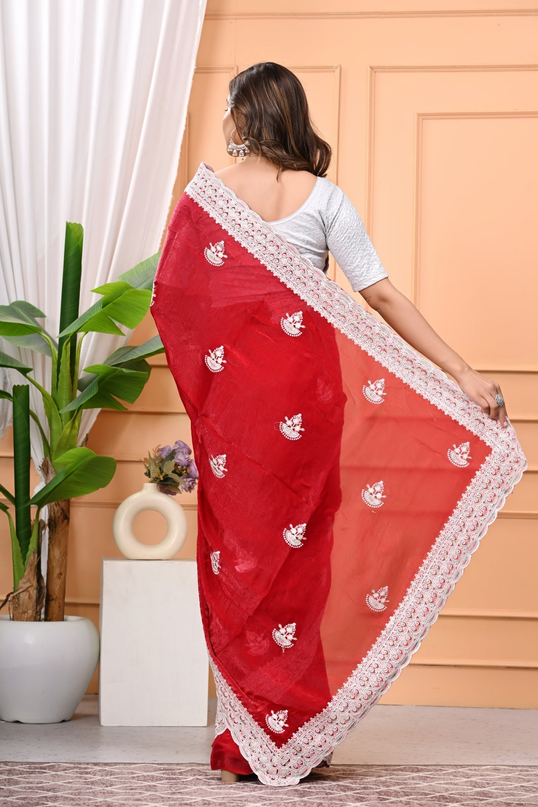 Fendy Designer Saree with Dhaga & Zircon Stone Work