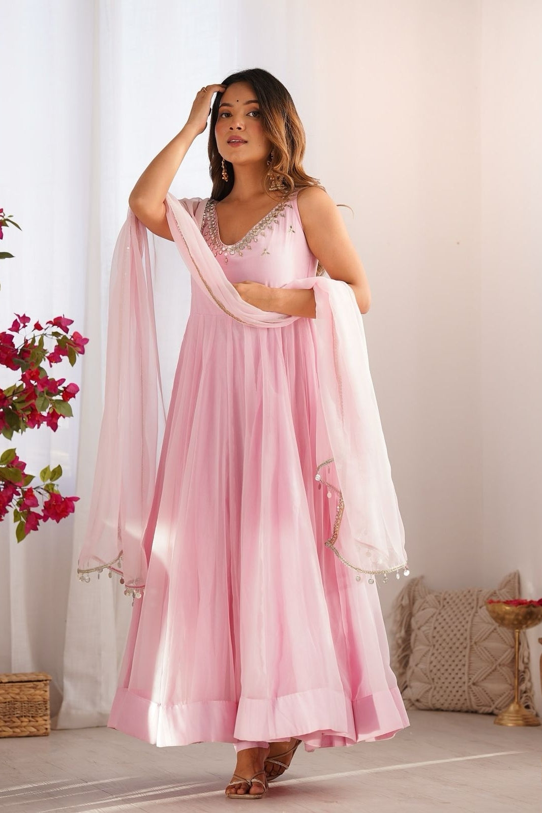 Exclusive Georgette Anarkali Set with Pant & Dupatta
