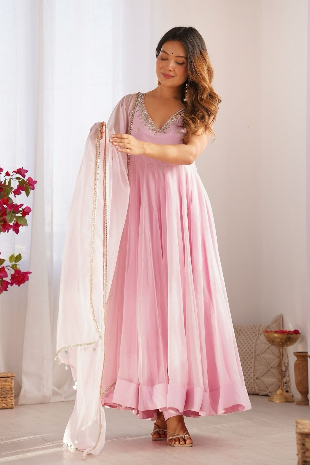 Exclusive Georgette Anarkali Set with Pant & Dupatta