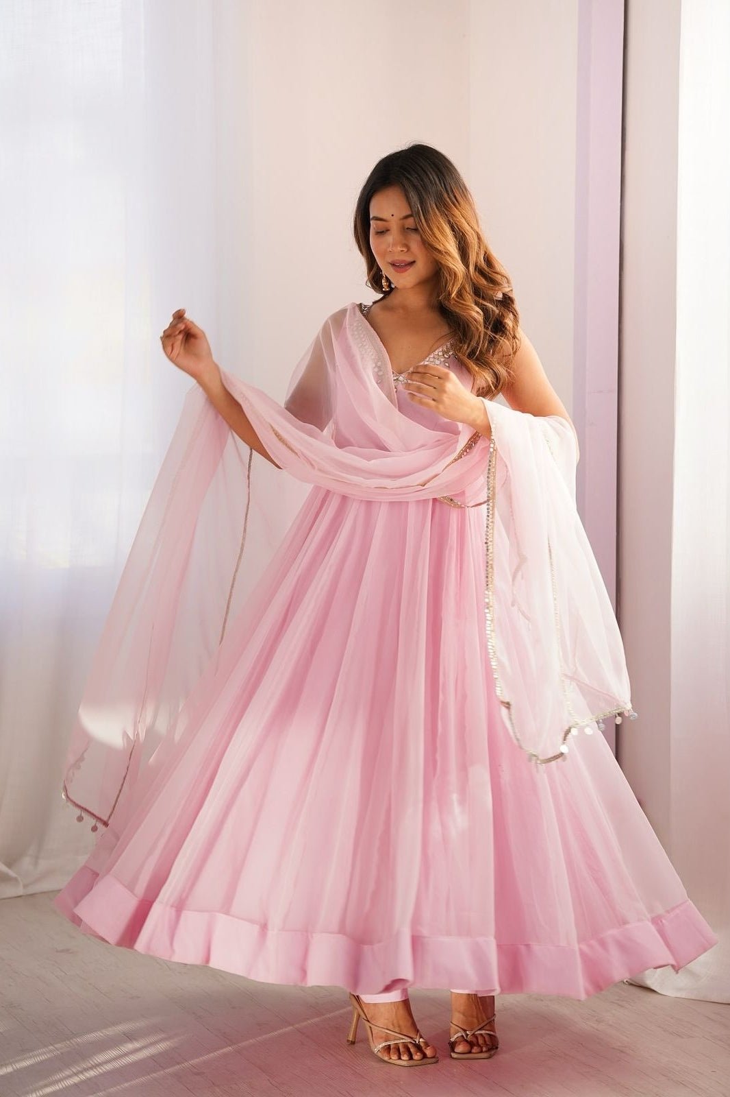Exclusive Georgette Anarkali Set with Pant & Dupatta