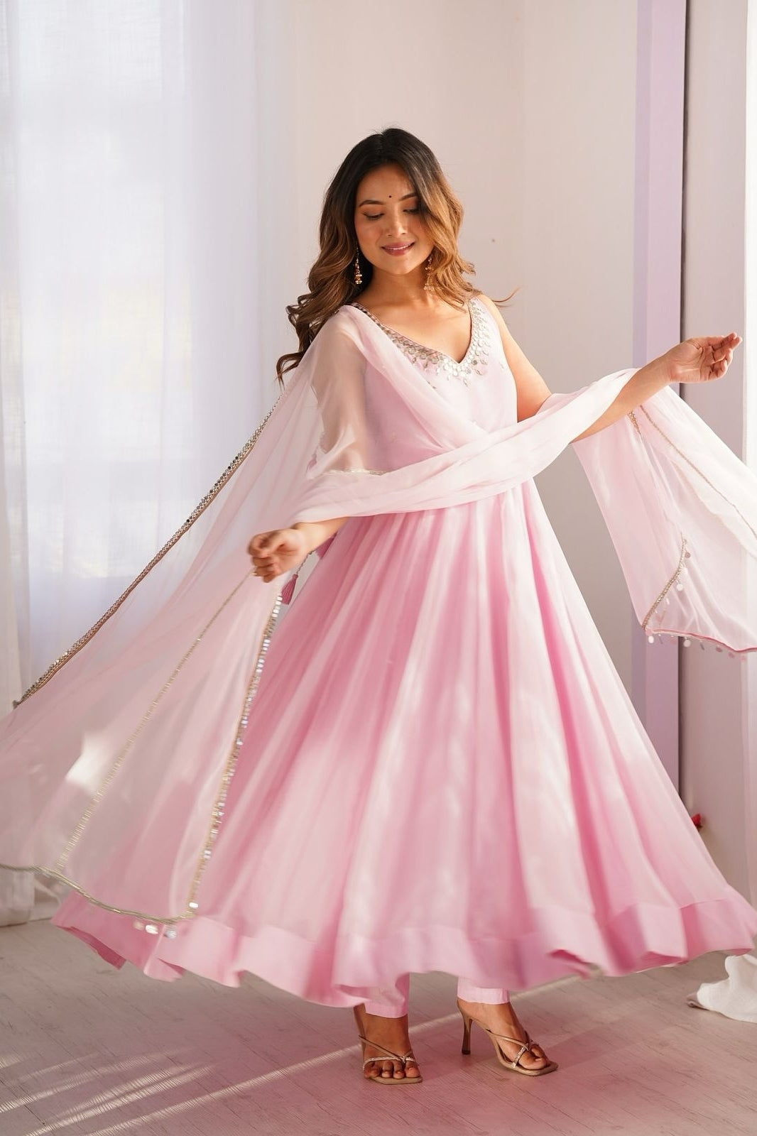 Exclusive Georgette Anarkali Set with Pant & Dupatta