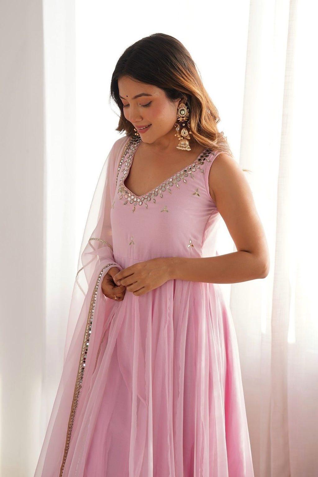Exclusive Georgette Anarkali Set with Pant & Dupatta