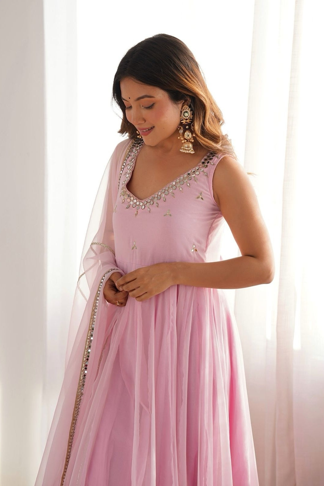 Exclusive Georgette Anarkali Set with Pant & Dupatta