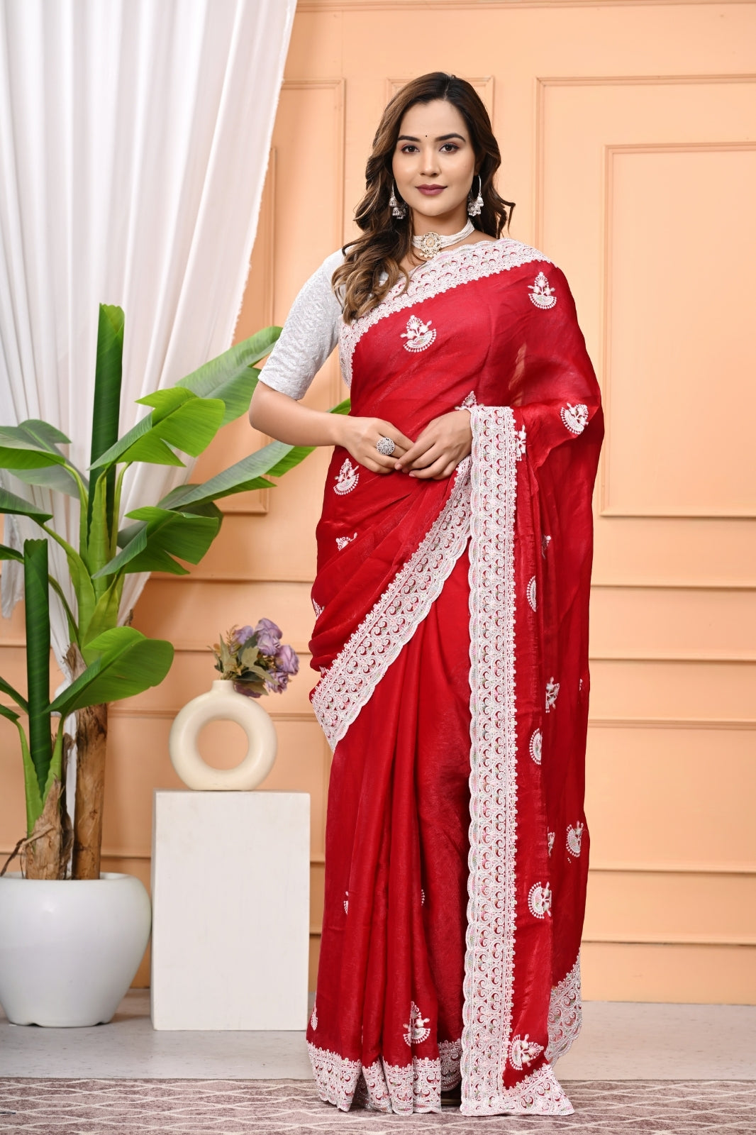 Fendy Designer Saree with Dhaga & Zircon Stone Work