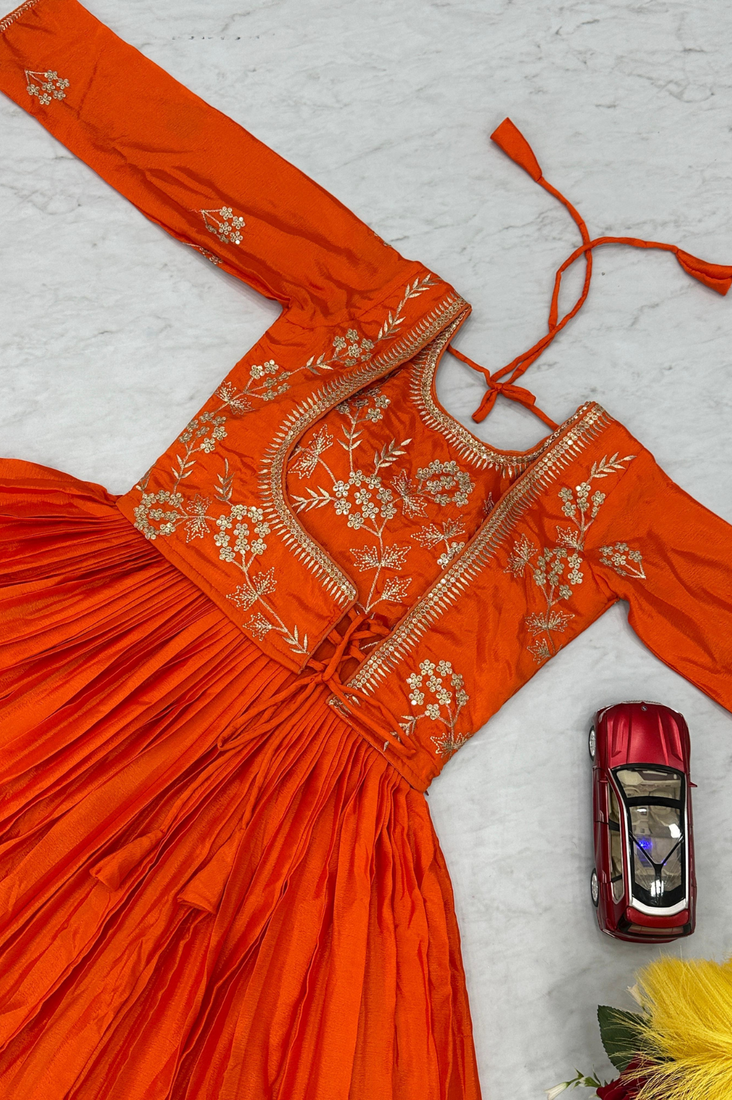 Embroidered Chinon Gown – Heavy Sequence Work