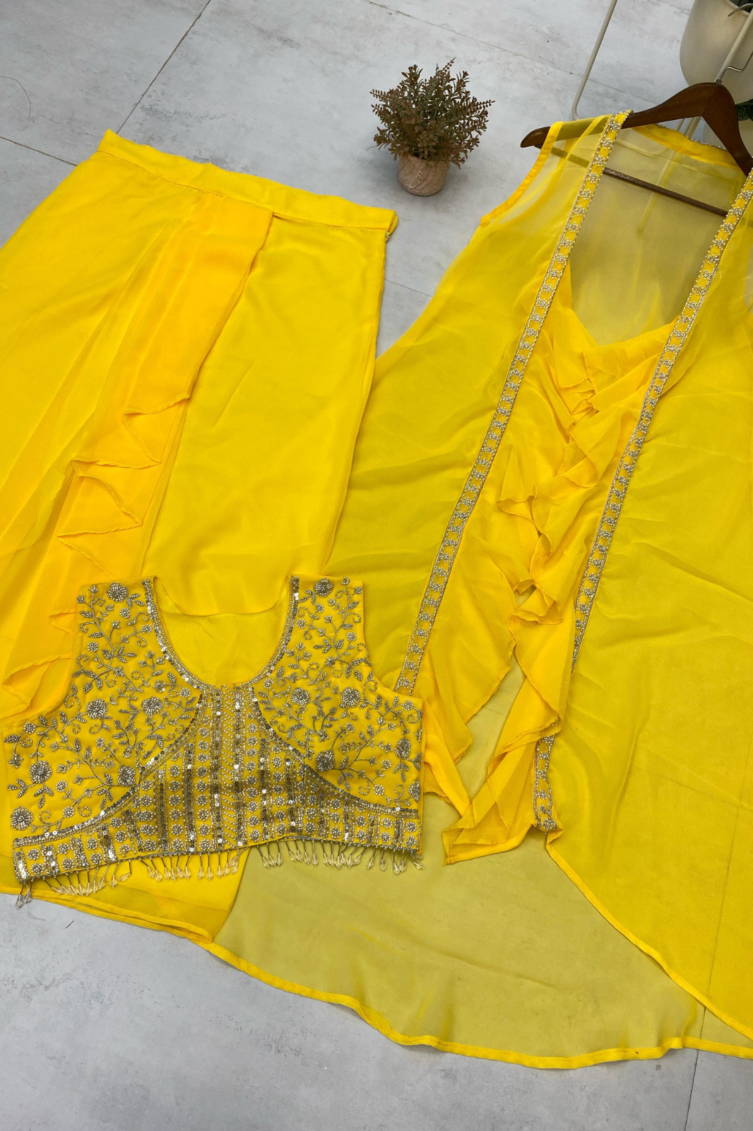 Trendy Three-Piece Handwork Western Outfit – Wedding Special