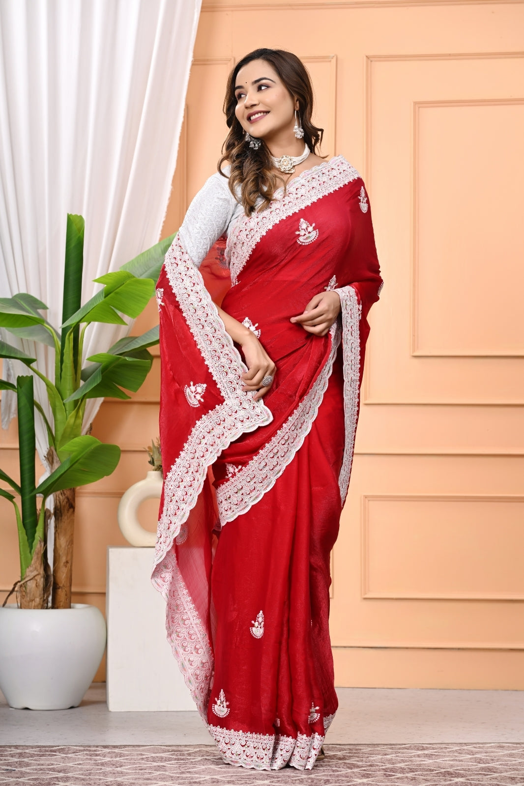 Fendy Designer Saree with Dhaga & Zircon Stone Work