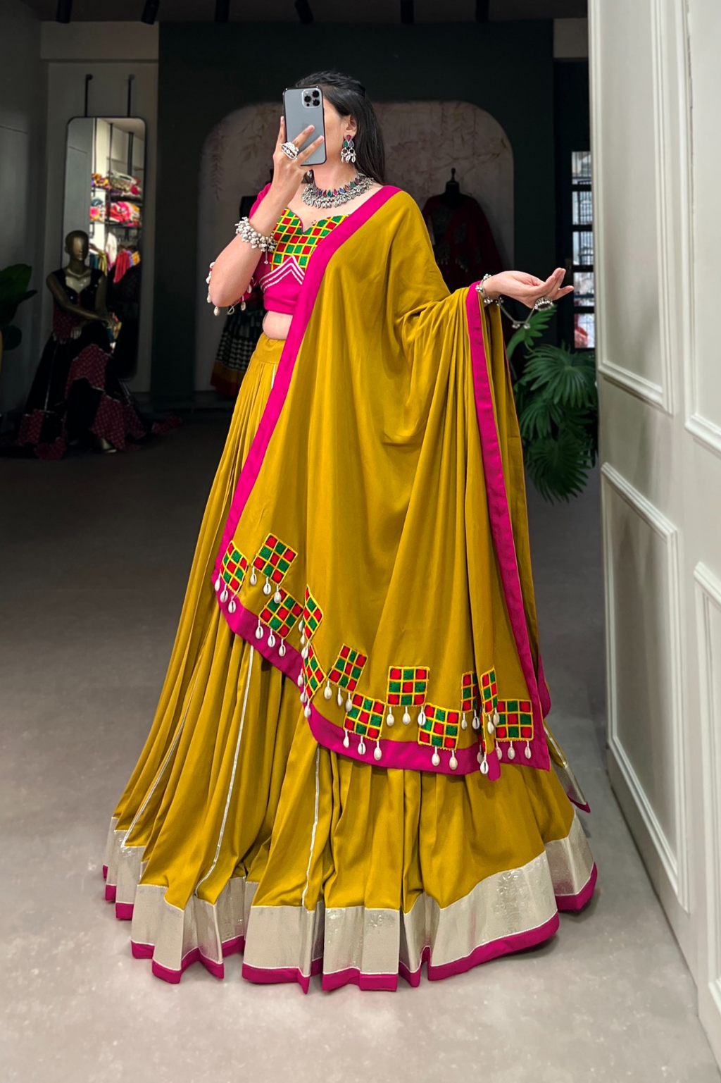 Navratri Lehenga Choli Set – Rayon Fabric, Gota Patti & Gamthi Detailing