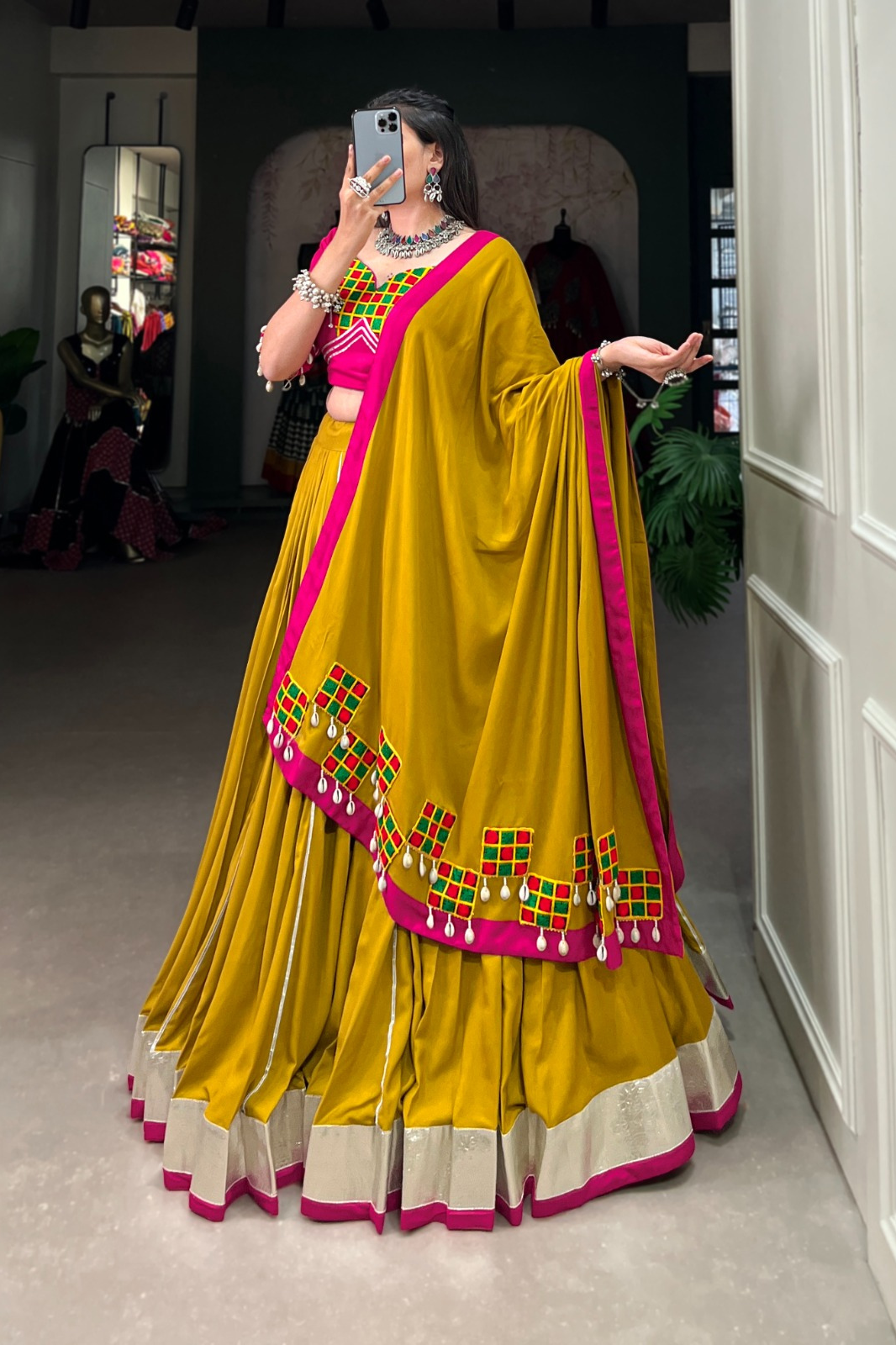 Navratri Lehenga Choli Set – Rayon Fabric, Gota Patti & Gamthi Detailing