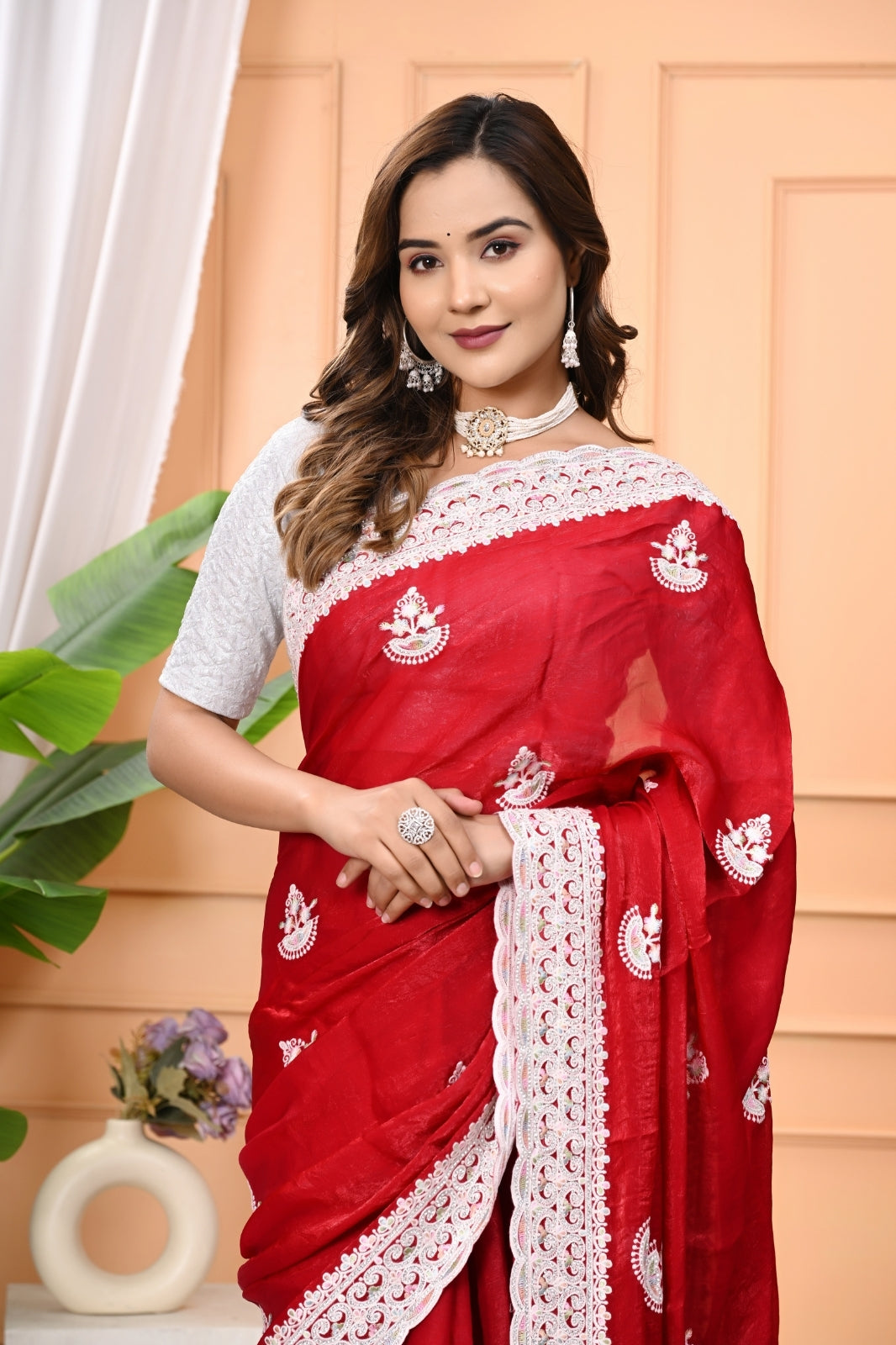 Fendy Designer Saree with Dhaga & Zircon Stone Work