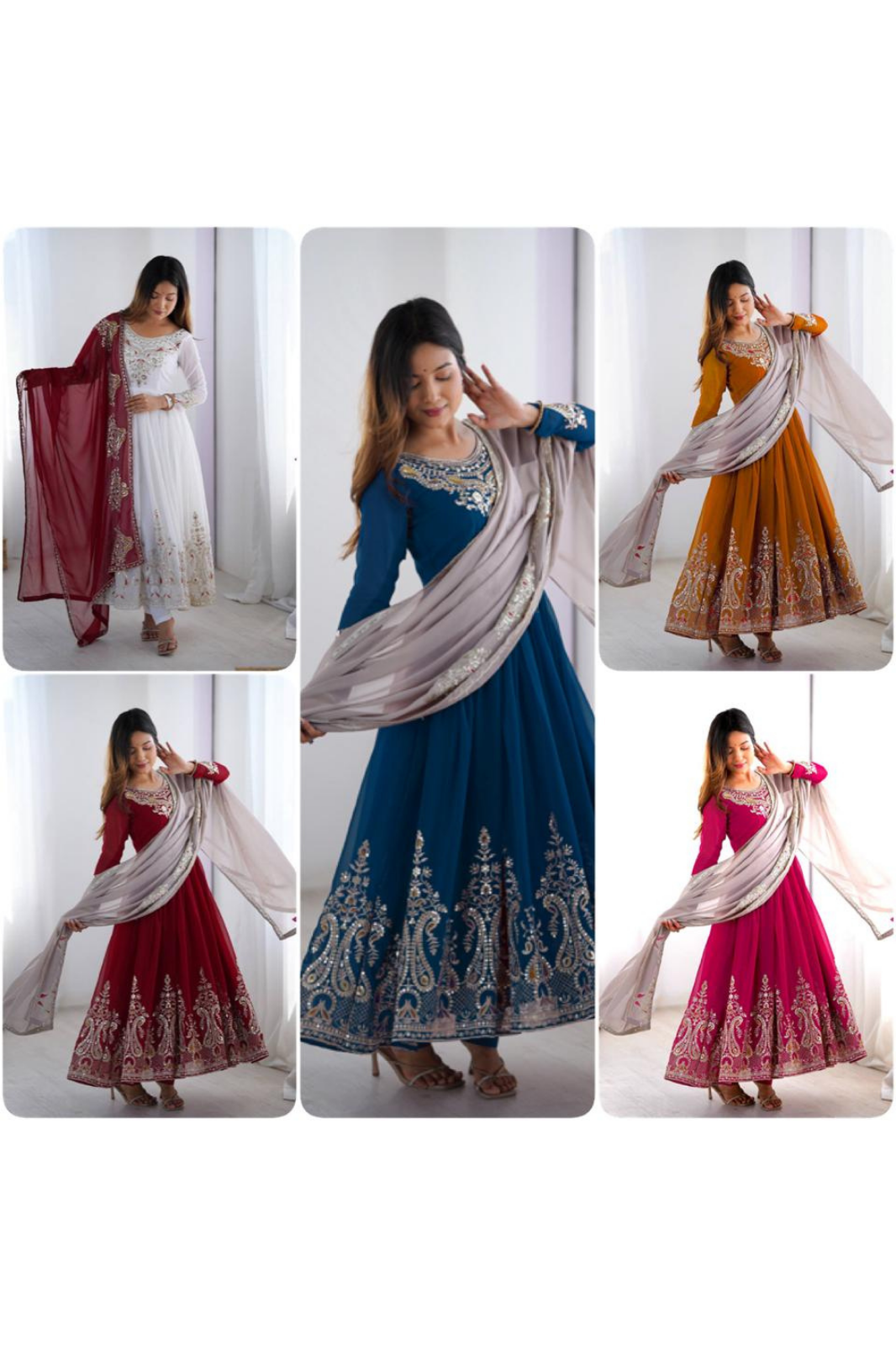 Premium Designer Party Wear Gown Set with Heavy Multithread Embroidery & Sequence Work