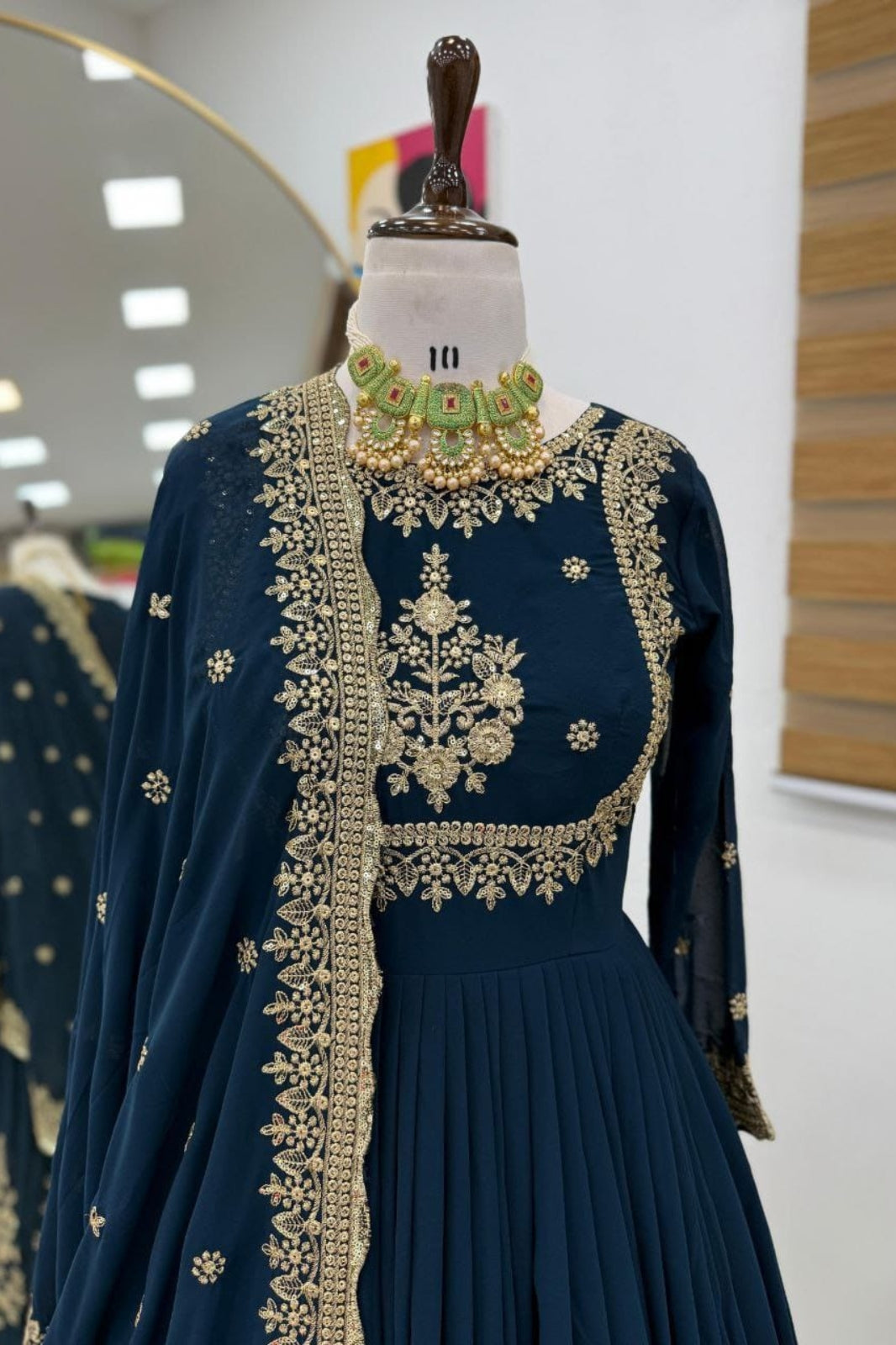 Elegant Fox Georgette Embroidered Gown with Dupatta