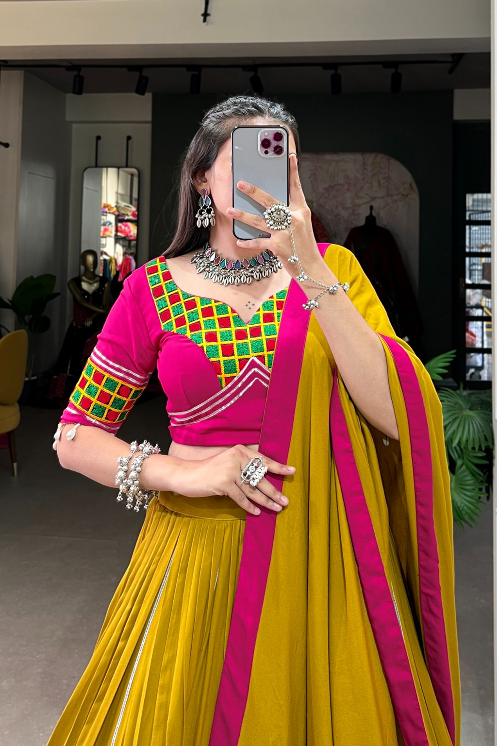 Navratri Lehenga Choli Set – Rayon Fabric, Gota Patti & Gamthi Detailing