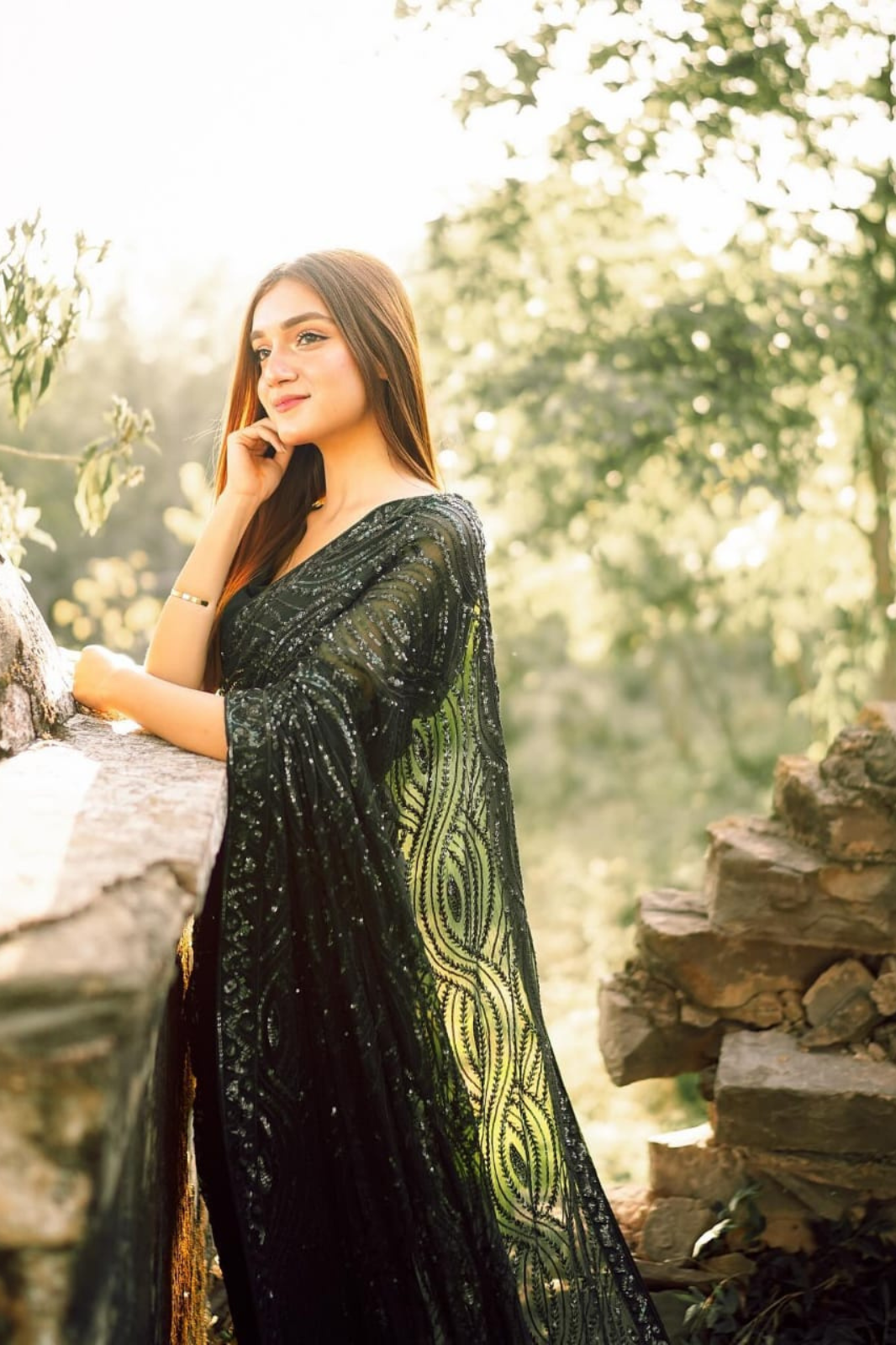 Designer Georgette Saree with Embroidery & Sequins Lace