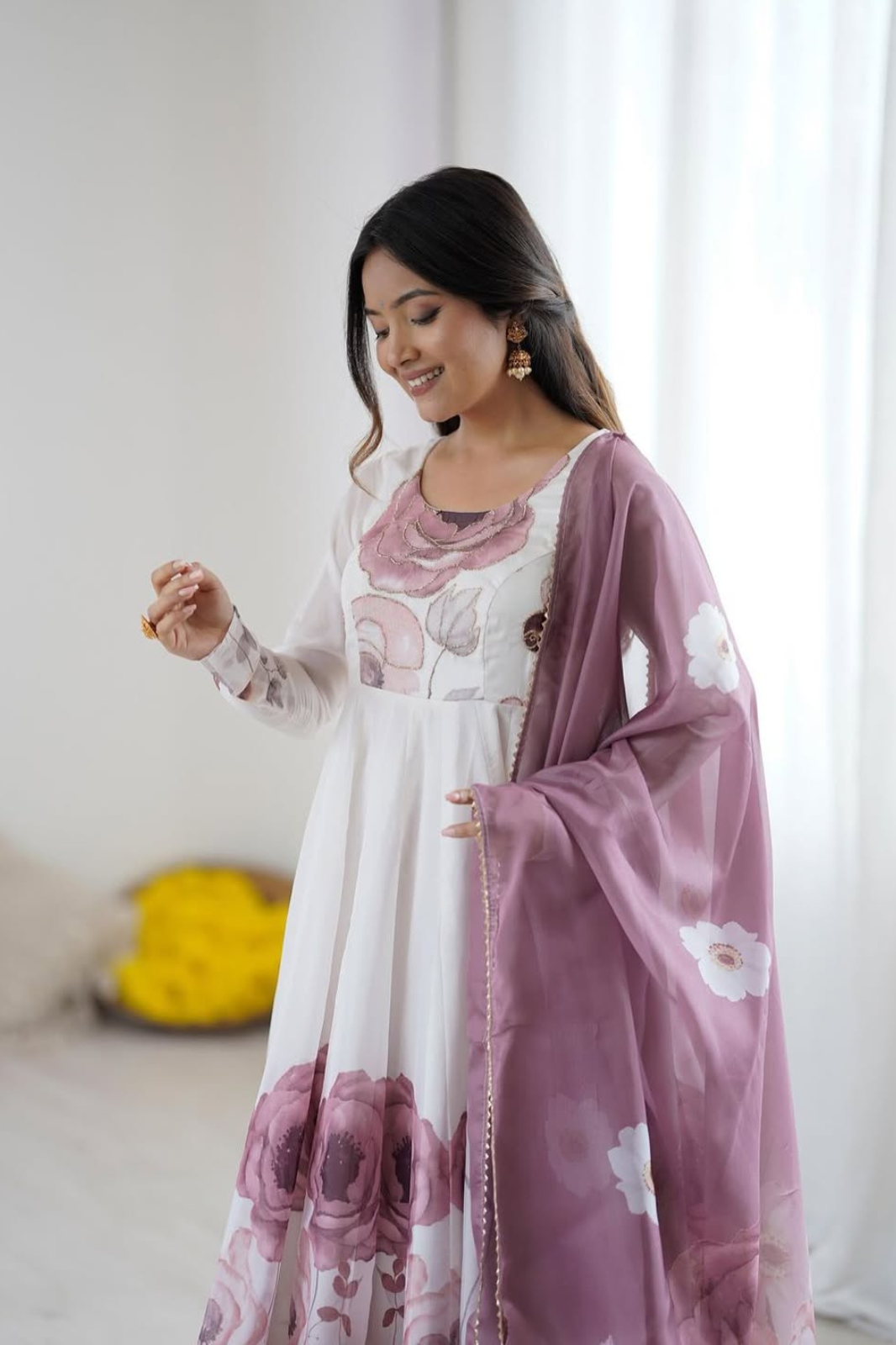 Luxury Organza Silk Anarkali Suit – Onion Pink Edition