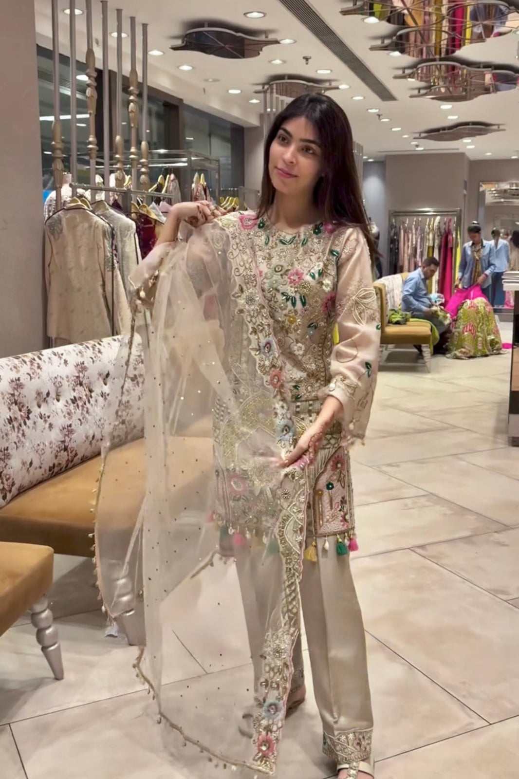 Designer Heavy Embroidered Party Wear Suit with Dupatta & Pant