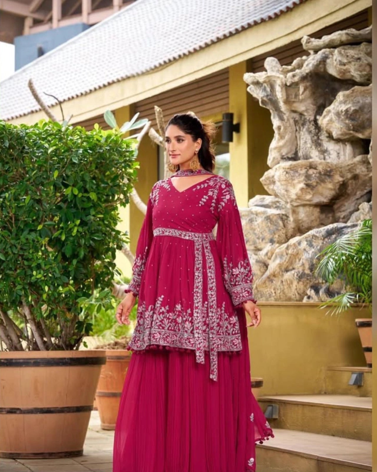 Designer Kurti & Palazzo with Embroidered Dupatta