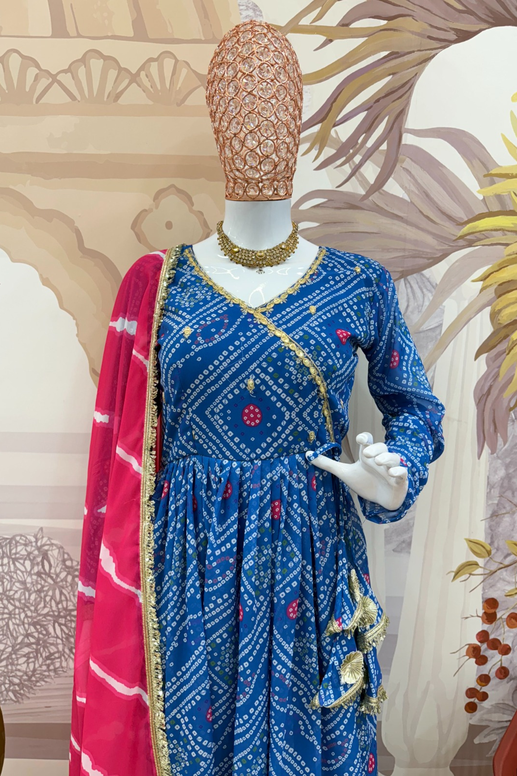 Premium Anarkali 3-Piece Set – Embroidered Gown, Pant & Dupatta in Faux Georgette
