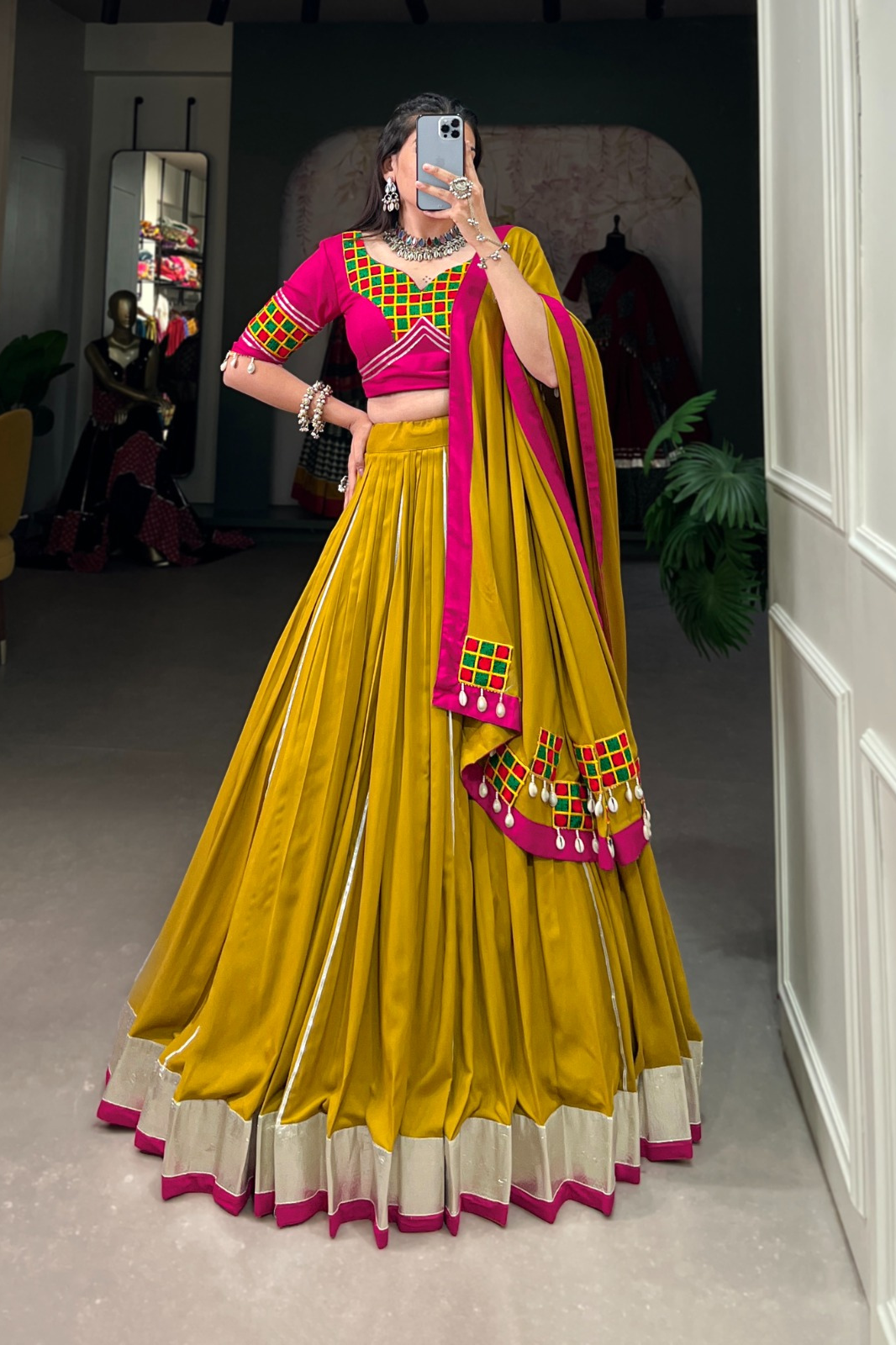 Navratri Lehenga Choli Set – Rayon Fabric, Gota Patti & Gamthi Detailing