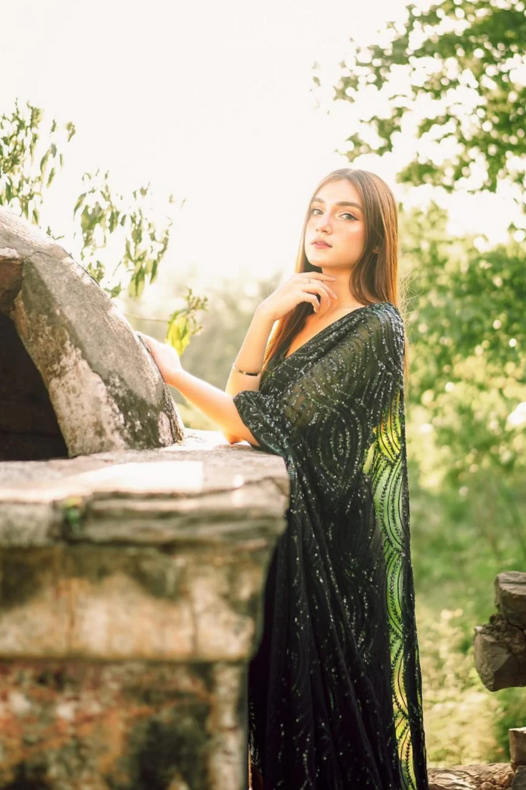 Designer Georgette Saree with Embroidery & Sequins Lace