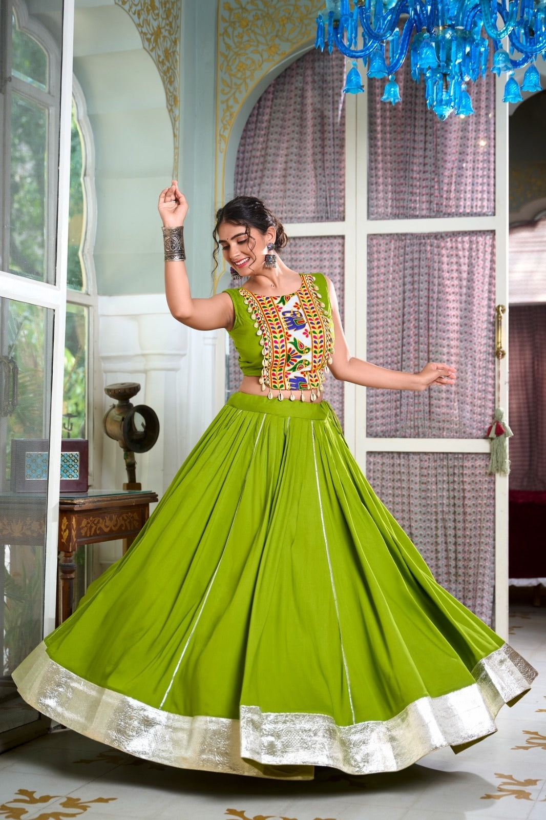 Navrati Design Rayon Lehenga with Gamthi Work Blouse