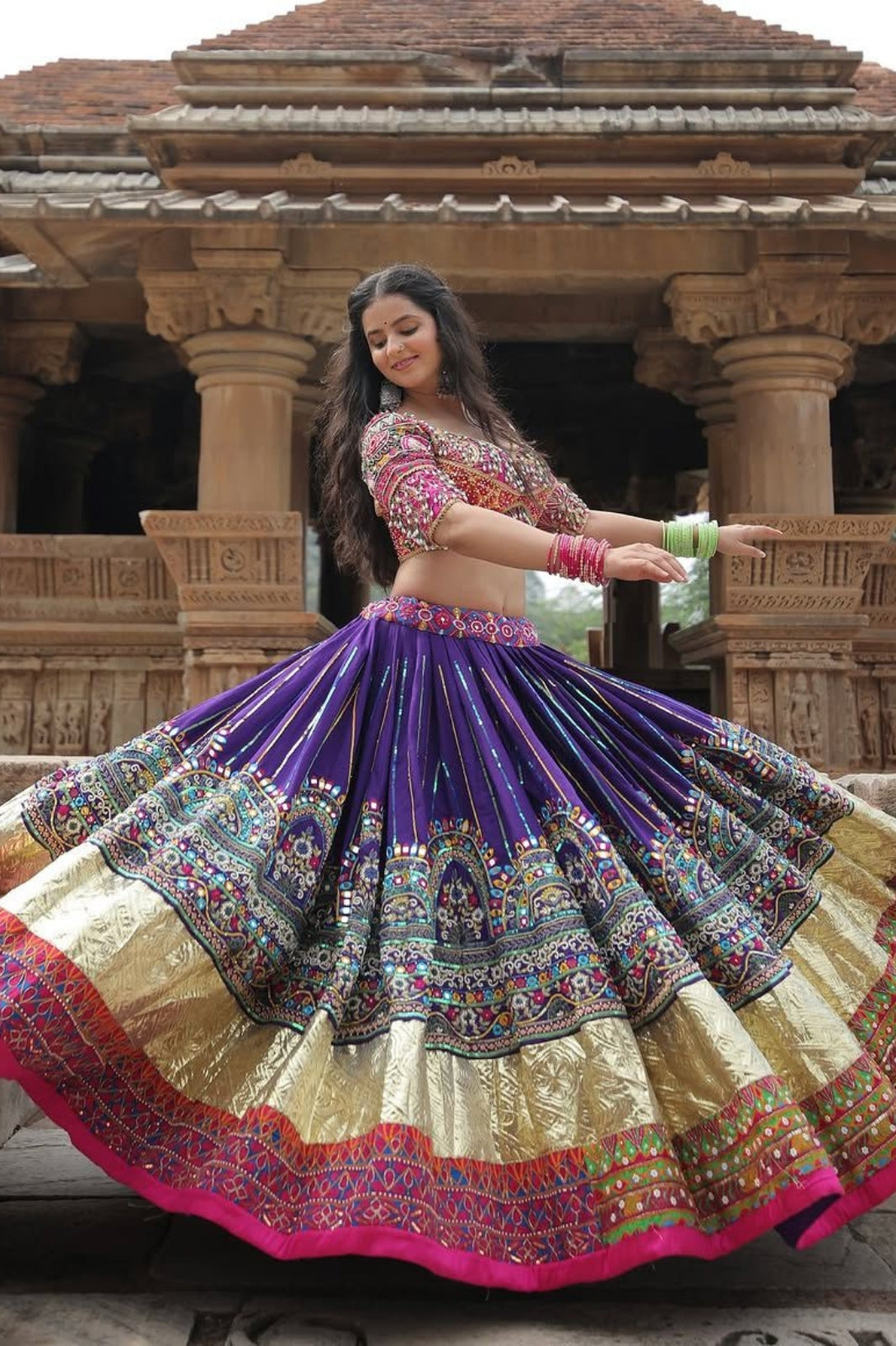Elegant Navratri Special Muslin Cotton Lehenga and Blouse