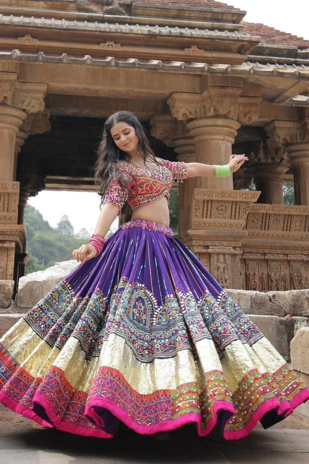 Elegant Navratri Special Muslin Cotton Lehenga and Blouse