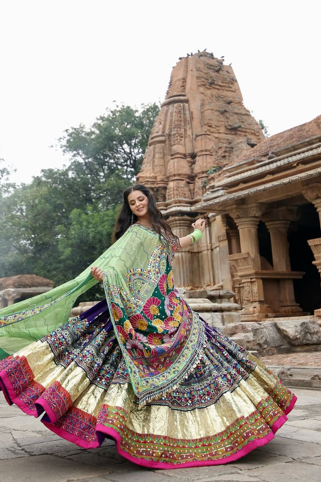 Elegant Navratri Special Muslin Cotton Lehenga and Blouse