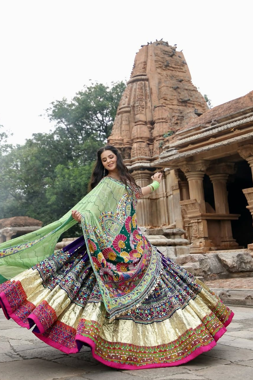 Elegant Navratri Special Muslin Cotton Lehenga and Blouse
