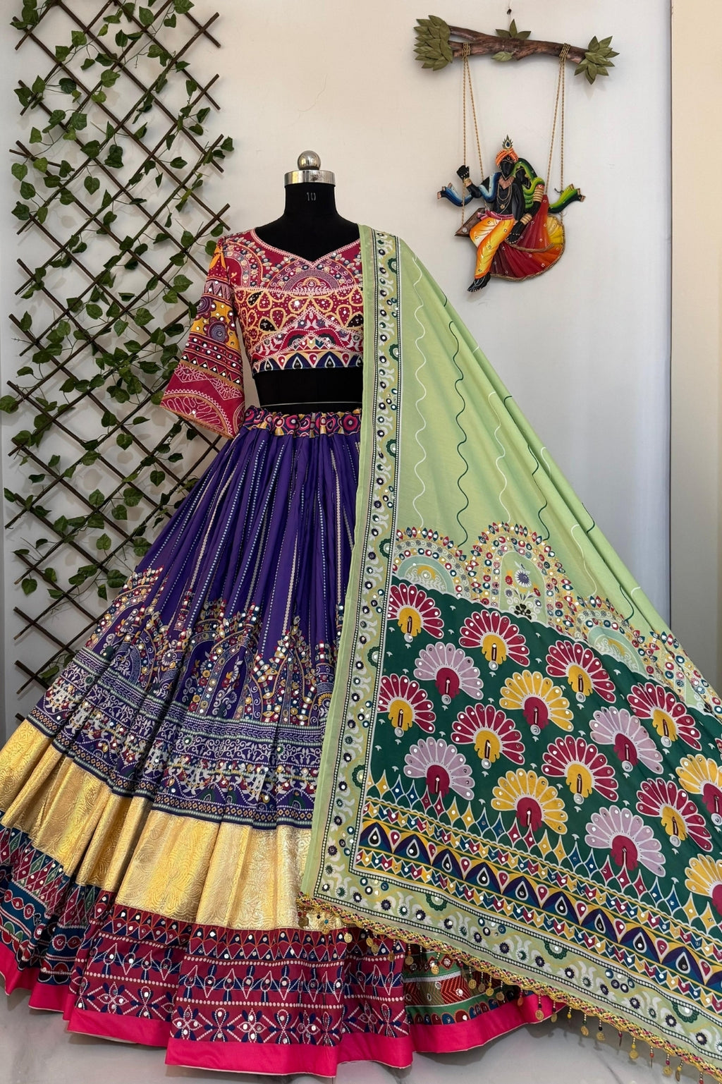 Elegant Navratri Special Muslin Cotton Lehenga and Blouse