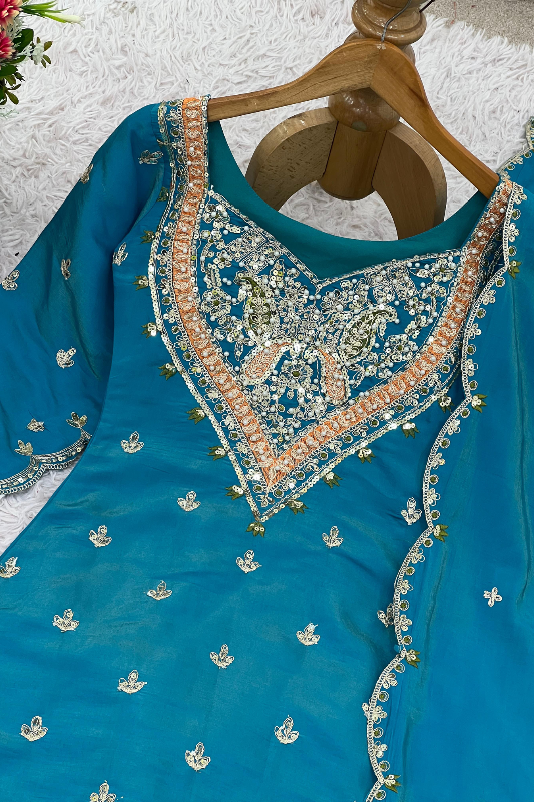 Simar Silk with Embroidery Work – Top, Plazzo & Dupatta Set