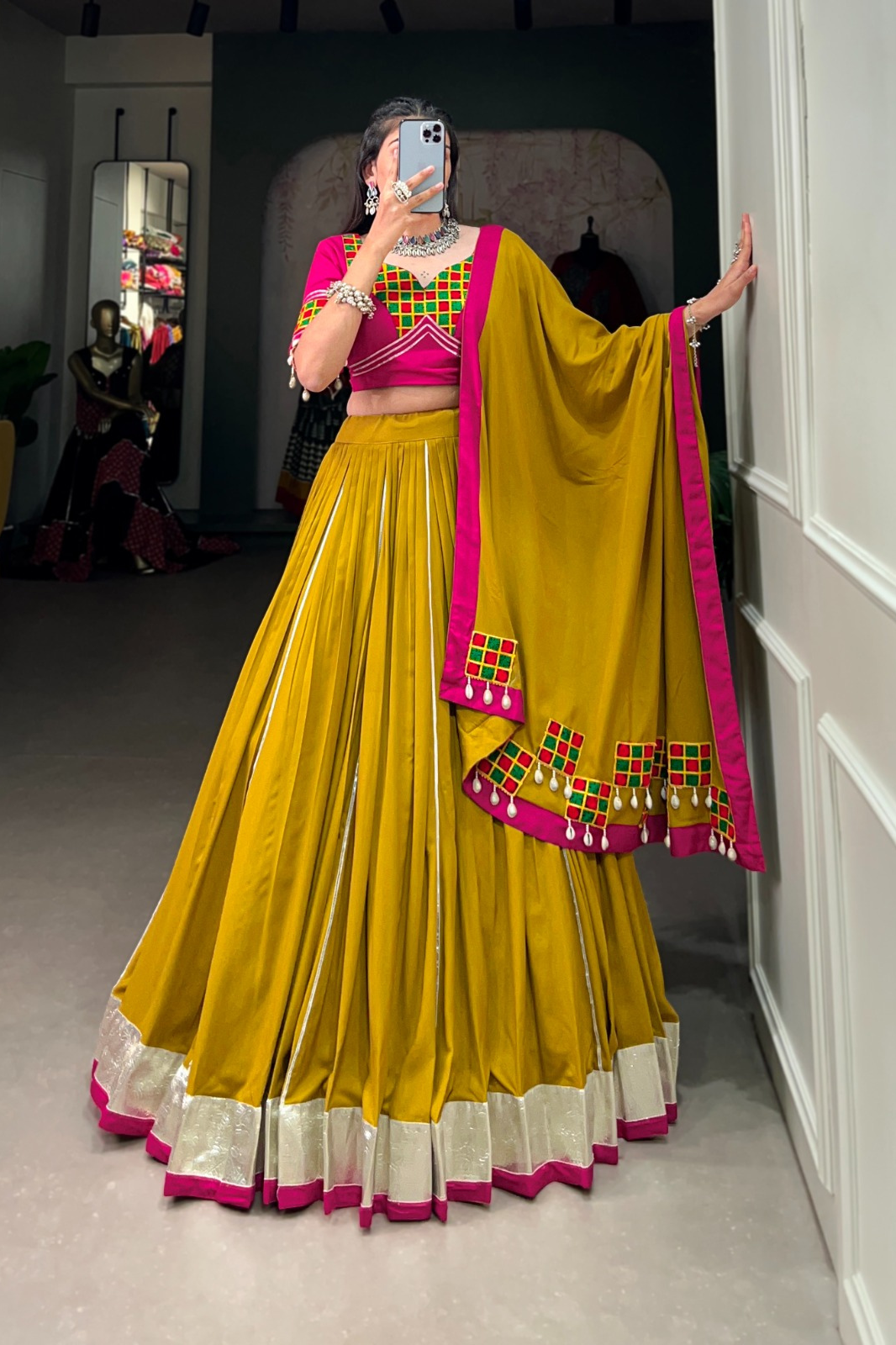 Navratri Lehenga Choli Set – Rayon Fabric, Gota Patti & Gamthi Detailing