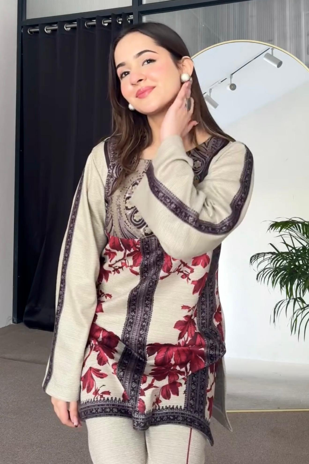 Designer Party Wear Co-ords Set – Pure Natural Crepe with Digital Print (Top & Palazzo)