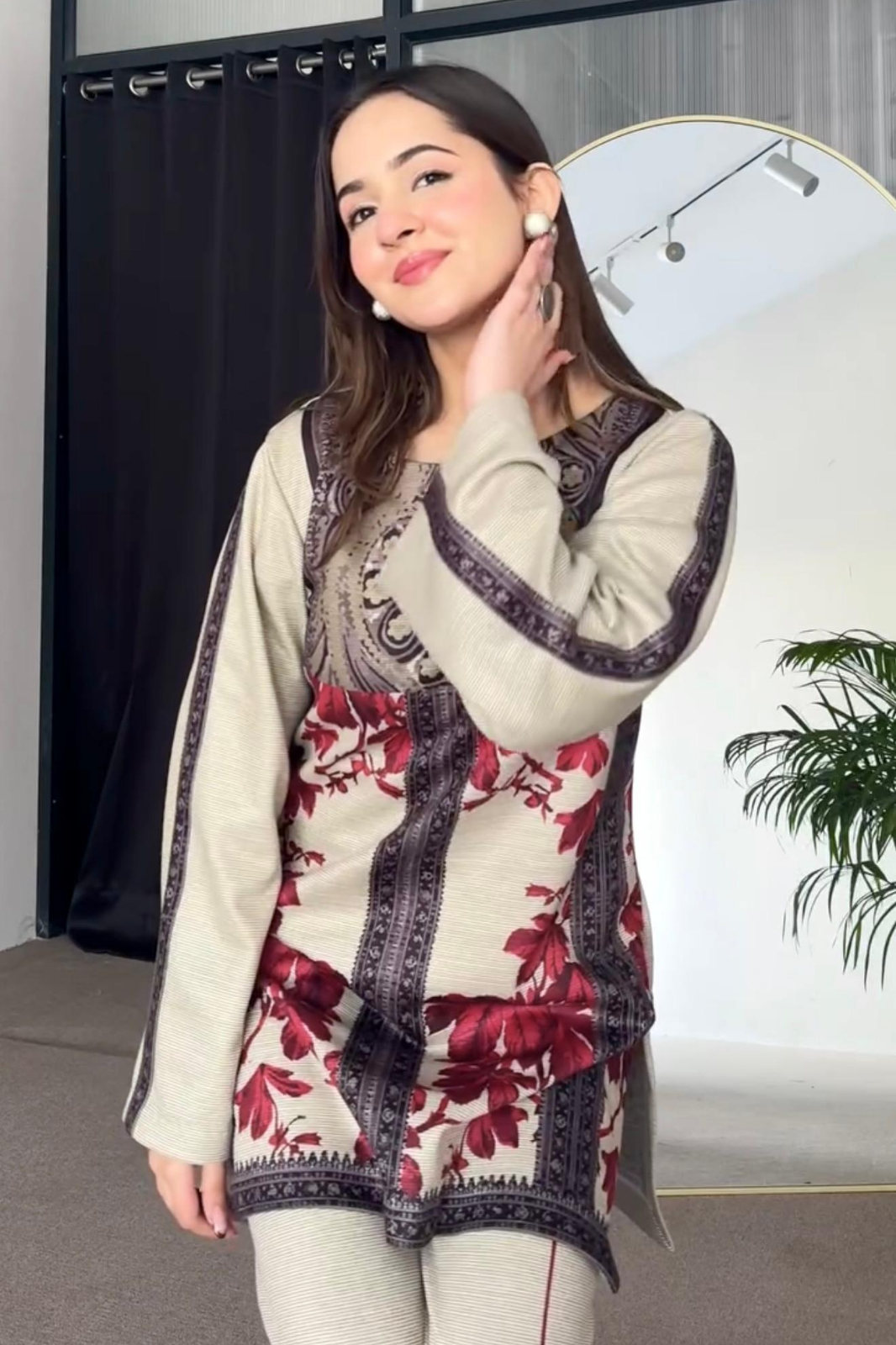 Designer Party Wear Co-ords Set – Pure Natural Crepe with Digital Print (Top & Palazzo)