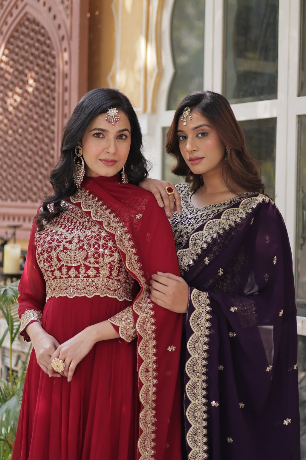 Premium Designer Readymade Gown with Dupatta – Faux Blooming Fabric & Zari Sequins Work
