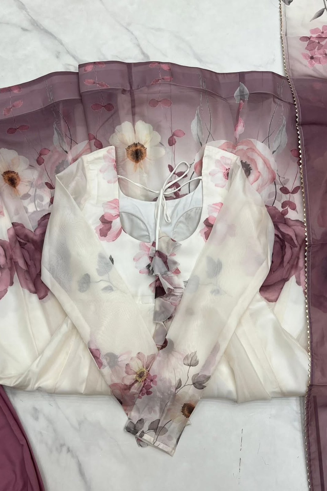 Luxury Organza Silk Anarkali Suit – Onion Pink Edition