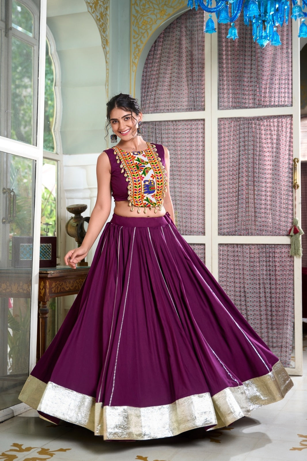 Navrati Design Rayon Lehenga with Gamthi Work Blouse