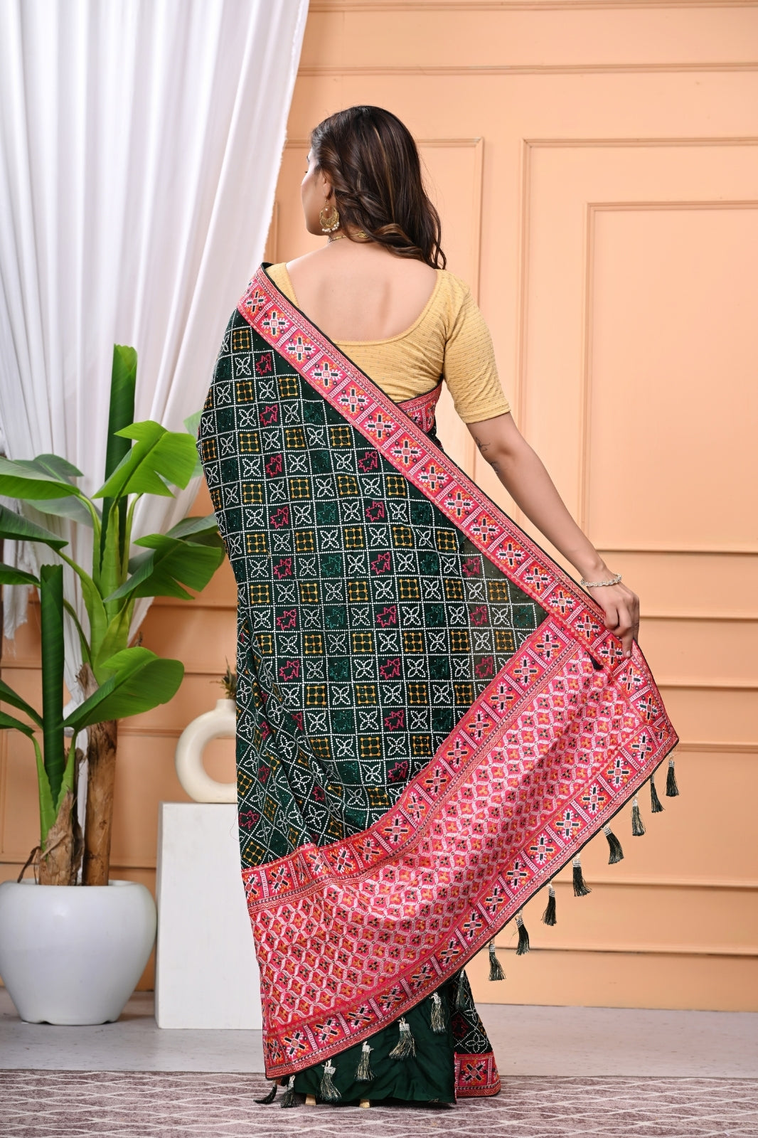 Vichitra Blooming Designer Saree with Heavy Embroidery Work